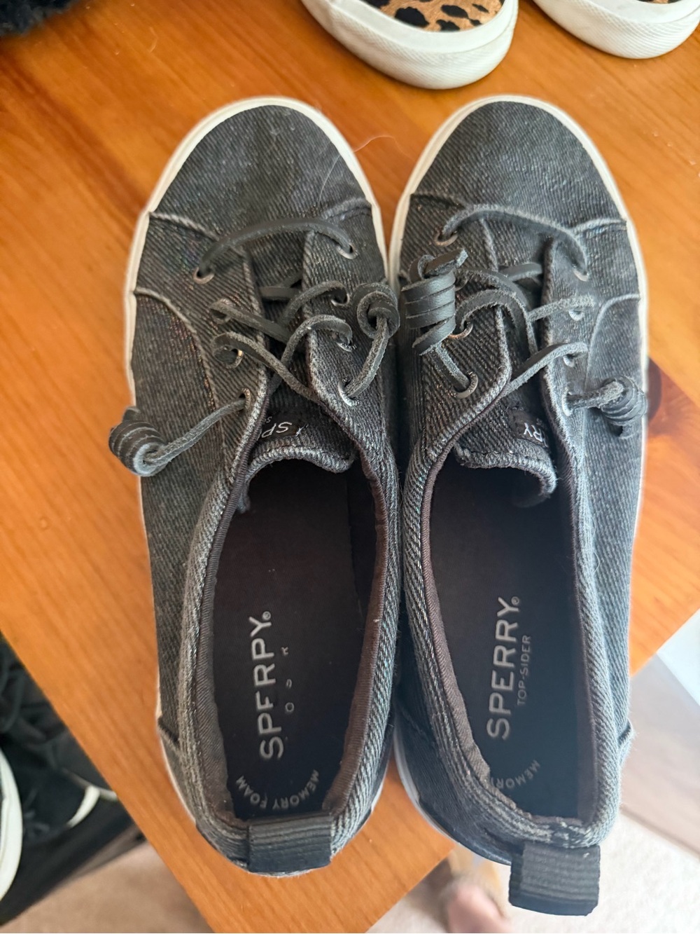 Sperry Denim Canvas Slip-On Sneakers with White Sole
